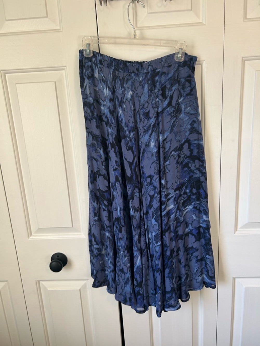 Coldwater Creek Navy and Blue Printed Midi Skirt